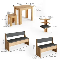 Eckbankgruppe Roman Goldkraft Eiche 180 x 150 cm mit Tisch Vicco