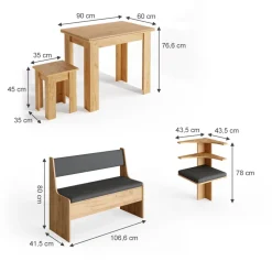 Eckbankgruppe Roman Goldkraft Eiche 150 x 150 cm mit Tisch Vicco