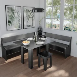 Eckbankgruppe Roman Schwarz 210 x 180 cm mit Tisch Vicco