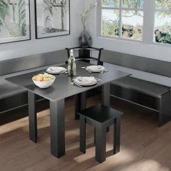 Eckbankgruppe Roman Schwarz 210 x 180 cm mit Tisch Vicco