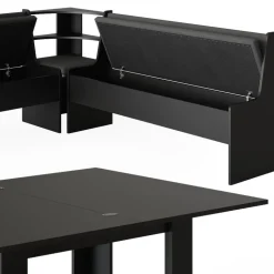 Eckbankgruppe Roman Schwarz 210 x 180 cm mit Tisch Vicco