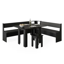 Eckbankgruppe Roman Schwarz 210 x 180 cm mit Tisch Vicco