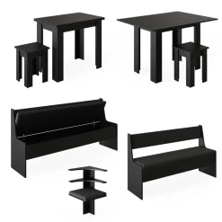 Eckbankgruppe Roman Schwarz 210 x 180 cm mit Tisch Vicco