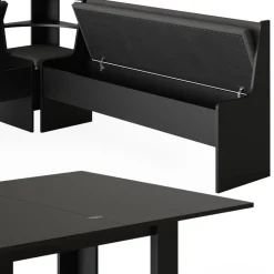 Eckbankgruppe Roman Schwarz 180 x 180 cm mit Tisch Vicco