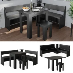 Eckbankgruppe Roman Schwarz 180 x 150 cm mit Tisch Vicco