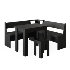 Eckbankgruppe Roman Schwarz 150 x 150 cm mit Tisch Vicco