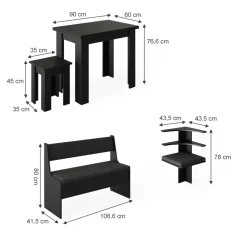 Eckbankgruppe Roman Schwarz 150 x 150 cm mit Tisch Vicco