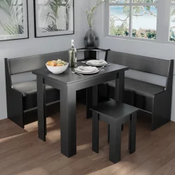Eckbankgruppe Roman Schwarz 150 x 150 cm mit Tisch Vicco