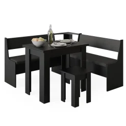 Eckbankgruppe Roman Schwarz 150 x 150 cm mit Tisch Vicco
