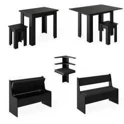 Eckbankgruppe Roman Schwarz 150 x 150 cm mit Tisch Vicco