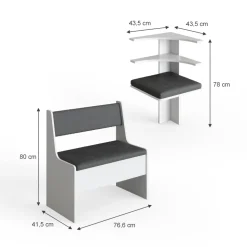 Eckbankgruppe Roman Weiß 120 x 120 cm Ohne Tisch Vicco
