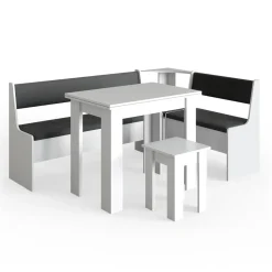 Eckbankgruppe Roman Weiß 180 x 120 cm mit Tisch Vicco