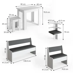 Eckbankgruppe Roman Weiß 180 x 120 cm mit Tisch Vicco