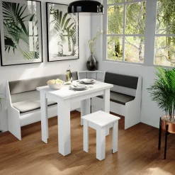 Eckbankgruppe Roman Weiß 180 x 120 cm mit Tisch Vicco