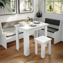 Eckbankgruppe Roman Weiß 180 x 120 cm mit Tisch Vicco