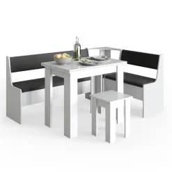 Eckbankgruppe Roman Weiß 180 x 120 cm mit Tisch Vicco