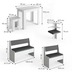 Eckbankgruppe Roman Weiß 150 x 120 cm mit Tisch Vicco