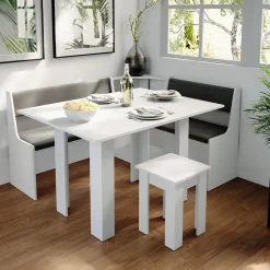 Eckbankgruppe Roman Weiß 150 x 120 cm mit Tisch Vicco