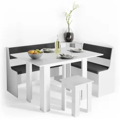 Eckbankgruppe Roman Weiß 150 x 120 cm mit Tisch Vicco