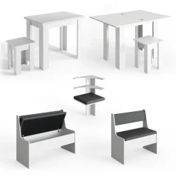 Eckbankgruppe Roman Weiß 150 x 120 cm mit Tisch Vicco