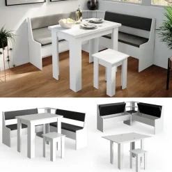 Eckbankgruppe Roman Weiß 150 x 150 cm mit Tisch Vicco