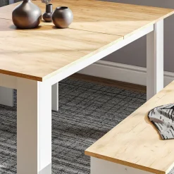 Eckbankgruppe Sentio Weiß/Goldkraft Eiche 137.6 x 92.8 cm mit 2 Bänken Vicco