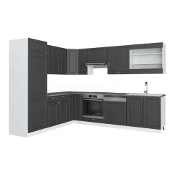 Eckküche Fame-Line Anthrazit-Gold/Weiß 287 x 60 cm , AP Anthrazit Vicco