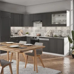 Eckküche Fame-Line Anthrazit-Gold/Weiß 287 x 60 cm , AP Anthrazit Vicco