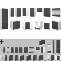 Eckküche Fame-Line Anthrazit-Gold/Weiß 287 x 60 cm , AP Anthrazit Vicco