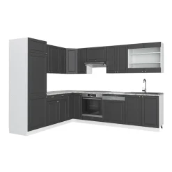 Eckküche Fame-Line Anthrazit-Gold/Weiß 287 x 46 cm ohne Arbeitsplatte Vicco