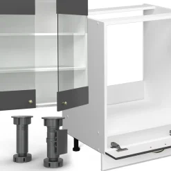 Eckküche Fame-Line Anthrazit-Gold/Weiß 347 x 60 cm , AP Eiche Vicco