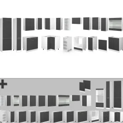 Eckküche Fame-Line Anthrazit-Gold/Weiß 347 x 60 cm , AP Eiche Vicco