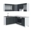 Eckküche Fame-Line Anthrazit Landhaus/Weiß 190 x 60 cm , AP Marmor Vicco