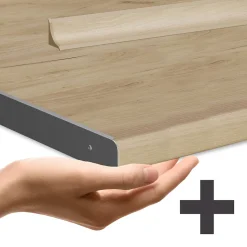 Eckküche Fame-Line Anthrazit Landhaus/Weiß 287 x 60 cm , AP Eiche Vicco