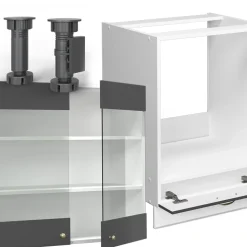 Eckküche Fame-Line Anthrazit-Gold/Weiß 287 x 60 cm , AP Marmor Vicco