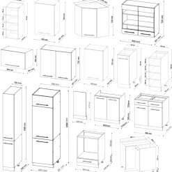 Eckküche Fame-Line Anthrazit Landhaus/Weiß 347 x 46 cm ohne Arbeitsplatte Vicco