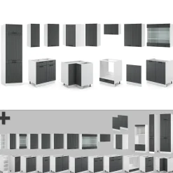 Eckküche Fame-Line Anthrazit Landhaus/Weiß 287 x 60 cm , AP Anthrazit Vicco