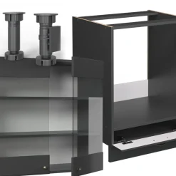 Eckküche Fame-Line Anthrazit-Gold Landhaus 190 x 60 cm , AP Eiche Vicco