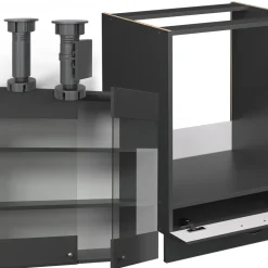 Eckküche Fame-Line Anthrazit-Gold Landhaus 287 x 60 cm , AP Eiche Vicco