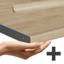 Eckküche Fame-Line Anthrazit Hochglanz 190 x 60 cm , AP Eiche Vicco