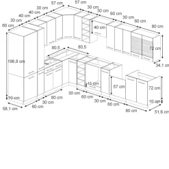 Eckküche Fame-Line Anthrazit-Gold Landhaus 347 x 46 cm ohne Arbeitsplatte Vicco
