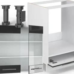 Eckküche Fame-Line Anthrazit Hochglanz/Weiß 190 x 60 cm , AP Marmor Vicco