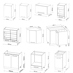 Eckküche Fame-Line Anthrazit Landhaus/Weiß 190 x 46 cm ohne Arbeitsplatte Vicco