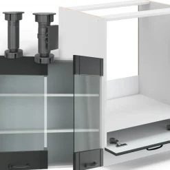 Eckküche Fame-Line Anthrazit Landhaus/Weiß 190 x 46 cm ohne Arbeitsplatte Vicco