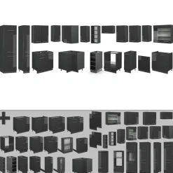 Eckküche Fame-Line Anthrazit Hochglanz 347 x 60 cm , AP Anthrazit Vicco