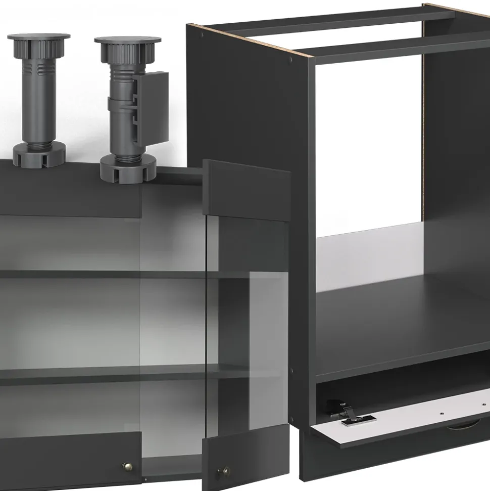 Eckküche Fame-Line Anthrazit-Gold Landhaus 287 x 60 cm , AP Anthrazit Vicco