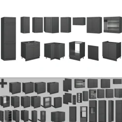 Eckküche Fame-Line Anthrazit-Gold Landhaus 287 x 60 cm , AP Anthrazit Vicco