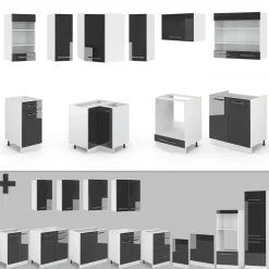 Eckküche Fame-Line Anthrazit Hochglanz 190 x 46 cm ohne Arbeitsplatte Vicco