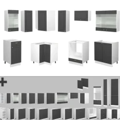 Eckküche Fame-Line Anthrazit-Gold/Weiß 190 x 60 cm , AP Anthrazit Vicco