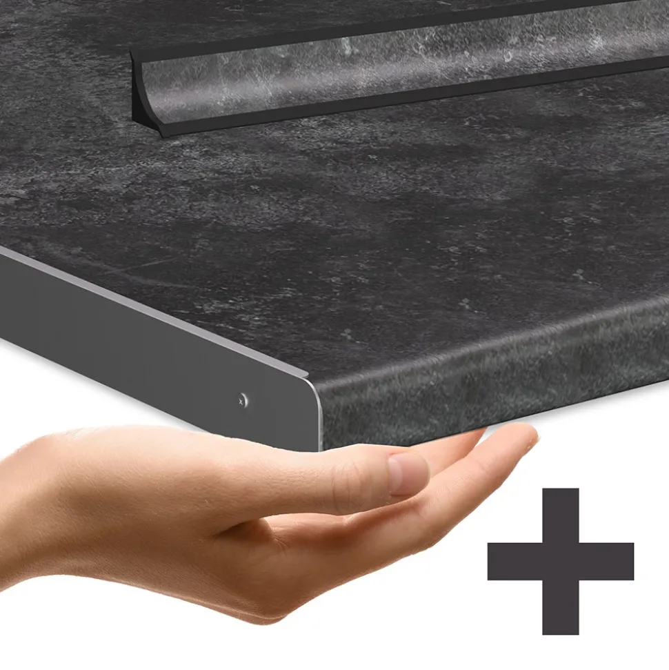 Eckküche Fame-Line Anthrazit-Gold Landhaus 190 x 60 cm , AP Anthrazit Vicco